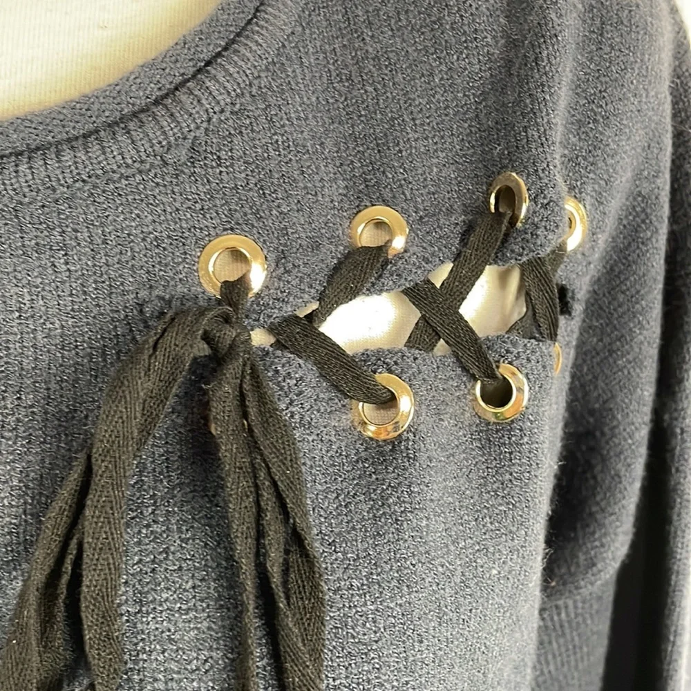 Jella C. Blue Sweater with Lacing - Picture 2 of 6